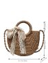 Small Straw Bag Bow Decor Ring Strap For Vacation