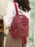 Striped Pattern Zipper Classic Backpack Fashion Studded Decor