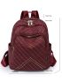 Striped Pattern Zipper Classic Backpack Fashion Studded Decor