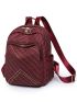 Striped Pattern Zipper Classic Backpack Fashion Studded Decor