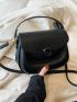 Small Square Bag Black Minimalist Flap For Daily