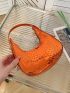Mini Metallic Hobo Bag Crocodile Embossed Orange For Party