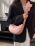 Pink Hobo Bag With Coin Purse Letter Detail Zipper PU For Daily Life