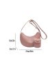 Pink Hobo Bag With Coin Purse Letter Detail Zipper PU For Daily Life