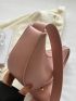 Pink Hobo Bag With Coin Purse Letter Detail Zipper PU For Daily Life