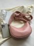 Pink Hobo Bag With Coin Purse Letter Detail Zipper PU For Daily Life