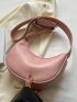 Pink Hobo Bag With Coin Purse Letter Detail Zipper PU For Daily Life