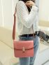 Minimalist Square Bag Flap Pink