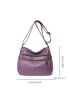 Medium Hobo Bag Zipper PU Purple Fashion For Daily Life