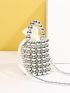 Faux Pearl Beaded Bucket Bag White Fashionable With Drawstring Inner Pouch