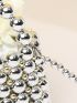 Faux Pearl Beaded Bucket Bag White Fashionable With Drawstring Inner Pouch