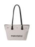 Letter Graphic Shoulder Tote Bag Large Capacity For Daily Life