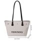 Letter Graphic Shoulder Tote Bag Large Capacity For Daily Life