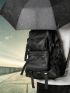 Letter Graphic Laptop Backpack Multi-Pocket Black For School