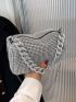 Rhinestone Decor Hobo Bag Mini Silver For Party Club Prom