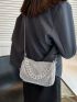 Rhinestone Decor Hobo Bag Mini Silver For Party Club Prom