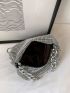 Rhinestone Decor Hobo Bag Mini Silver For Party Club Prom