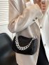 Rhinestone Decor Hobo Bag Mini Black For Party Club Prom