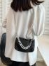 Rhinestone Decor Hobo Bag Mini Black For Party Club Prom