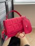 Neon-Pink Square Bag Quilted Flap With Coin Purse