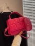 Neon-Pink Square Bag Quilted Flap With Coin Purse