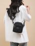 Heart Embroidered Dome Bag Mini Black For Daily