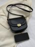 Mini Black Flap Fashion Saddle Bag for Work & Office