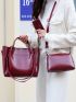 3pcs Tote Bag Set Burgundy Square Bag Wallet, Best Work Bag For Women