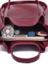 3pcs Tote Bag Set Burgundy Square Bag Wallet, Best Work Bag For Women