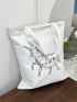 Cartoon Graphic Square Bag White For Shopping