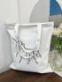 Cartoon Graphic Square Bag White For Shopping