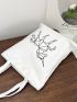 Cartoon Graphic Square Bag White For Shopping