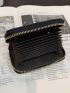 Crocodile Embossed Card Holder Bow Decor Black