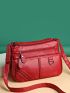 Minimalist Square Bag Braided Detail Red For Daily