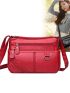 Minimalist Square Bag Braided Detail Red For Daily