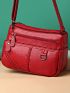 Minimalist Square Bag Braided Detail Red For Daily