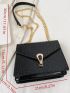 Crocodile Embossed Square Bag Metal Lock For Work Office