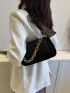 Chain Decor Saddle Bag Black For Daily Working