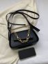 Chain Decor Saddle Bag Black For Daily Working