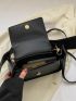 Chain Decor Saddle Bag Black For Daily Working