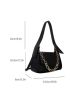 Chain Decor Saddle Bag Black For Daily Working