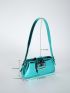 Metallic Buckle Decor Baguette Bag for Women