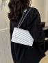 Quilted Square Bag Flap White For Daily Work