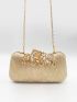 Rhinestone Decor Box Bag Mini Top Handle Gold For Party Prom Wedding