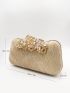 Rhinestone Decor Box Bag Mini Top Handle Gold For Party Prom Wedding