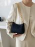 Small Crocodile Embossed Hobo Bag Black Elegant Chain Strap For Work