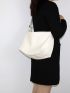 Minimalist Hobo Bag White Zipper For Daily Work