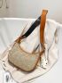 Contrast Binding Straw Bag Brown For Vacation Travel