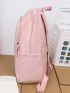 Letter Graphic Classic Backpack Pink Multi-Pocket For School