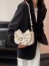 White Bow & Faux Pearl Decor Hobo Bag for Women